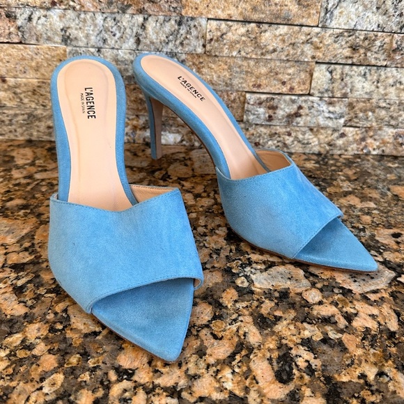 L'AGENCE  LOLITA OPEN TOE MULES‎  OCEAN SUEDE - Picture 5 of 12
